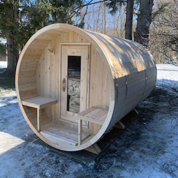CT Serenity Barrel Sauna with Black Metal Roof