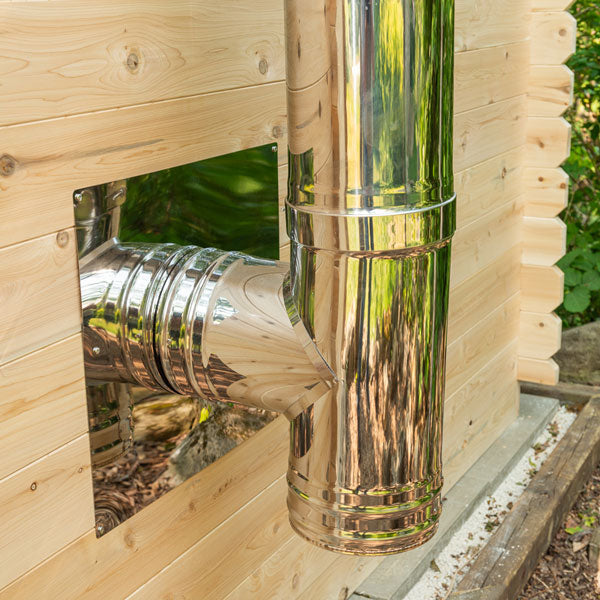 CT Georgian Cabin Sauna with Changeroom - Narvi Kuru 14 Woodburning Heater, Adjustable Installation Base