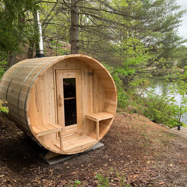 CT Serenity Barrel Sauna with Black Metal Roof