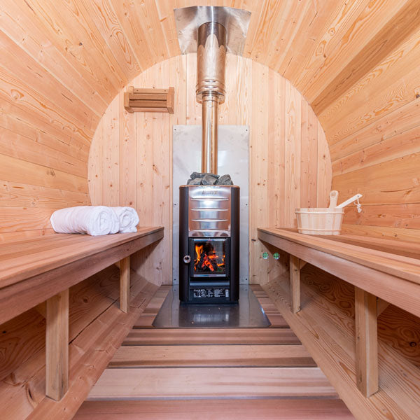 CT Serenity Barrel Sauna with Black Metal Roof