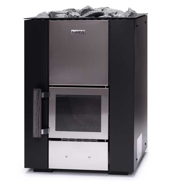 Narvi Kaamos 20 Wood Burning Heater with Narvi Heater Chimney Adapter - Sauna Rocks